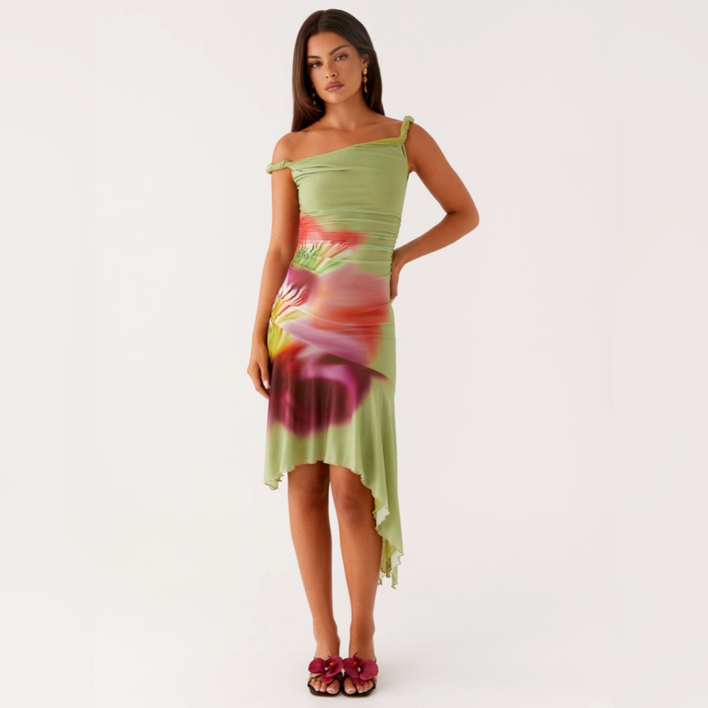 Peppermayo Huntah Midi Dress Green Tropical